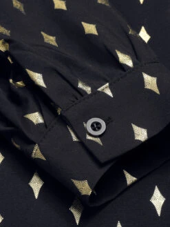 1940s Foil Stamping Stars V-Neck Blouse 27 1940s Foil Stamping Stars V-Neck Blouse -Retro Pulse Shop SCHL003523 B 5