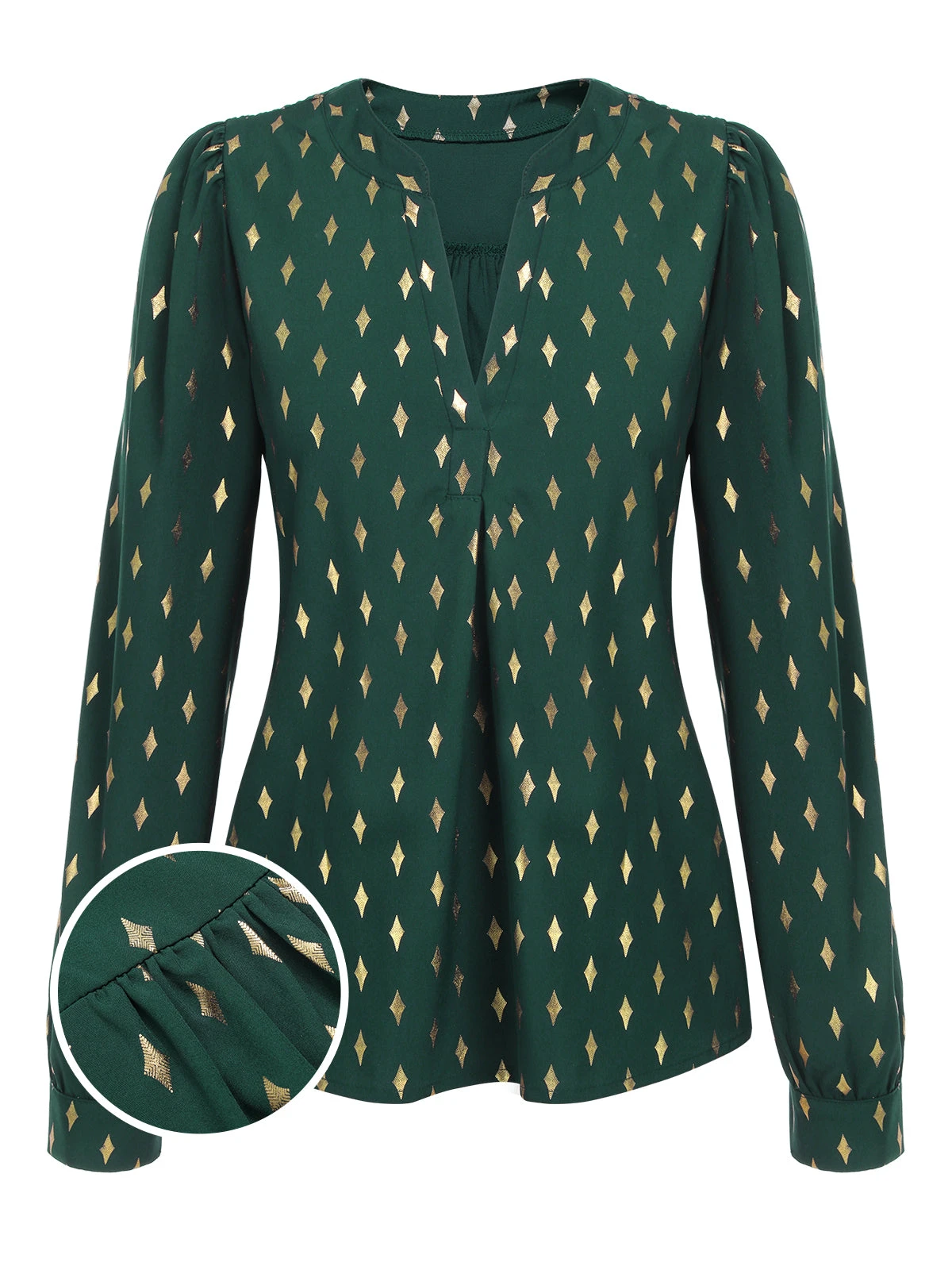 1940s Foil Stamping Stars V-Neck Blouse 10 1940s Foil Stamping Stars V-Neck Blouse - Image 8