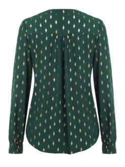 1940s Foil Stamping Stars V-Neck Blouse 31 1940s Foil Stamping Stars V-Neck Blouse -Retro Pulse Shop SCHL003523 G 3