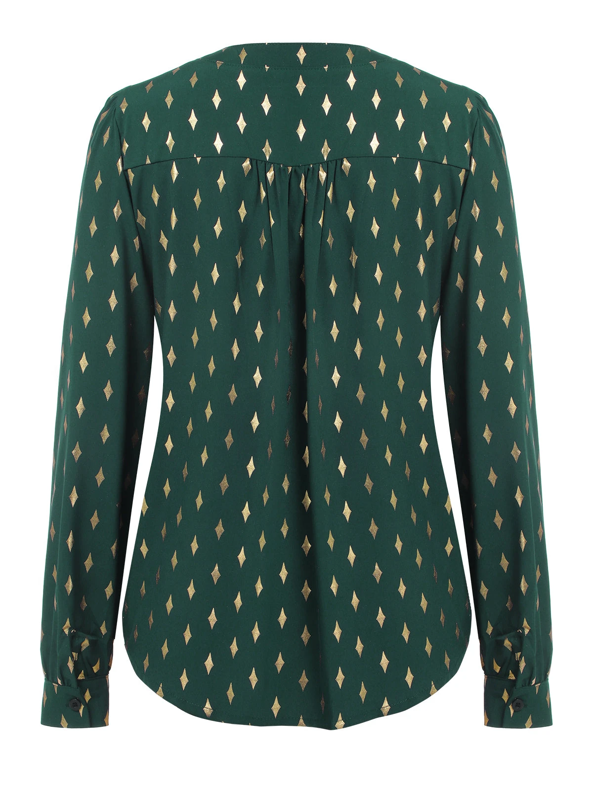 1940s Foil Stamping Stars V-Neck Blouse 12 1940s Foil Stamping Stars V-Neck Blouse - Image 10