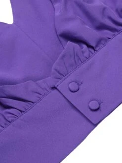 2PCS 1950s V-Neck Lantern Sleeve Blouse & Pants -Retro Pulse Shop SCHL003530 6