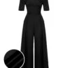 1930s Puff Short Sleeve Wide Leg Jumpsuit -Retro Pulse Shop SCHL003533 B 01