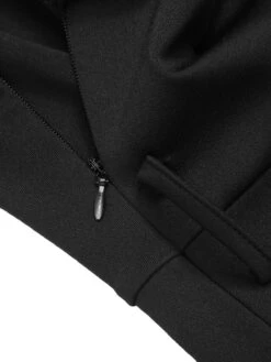 Black 1950s Solid Cold Shoulder Dress -Retro Pulse Shop SCHL003539 6