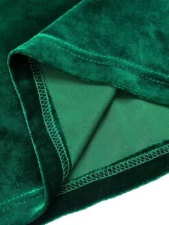 Green 1930s Velvet Off-Shoulder Ruffle-Trim Mermaid Dress -Retro Pulse Shop SCHL003547 6