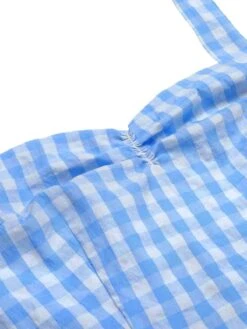 Light Blue 1950s Plaid Halter Swing Dress -Retro Pulse Shop SCHL003561 4