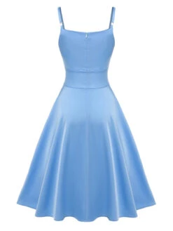 [Pre-Sale] Blue 1950s Spaghetti Straps Patchwork Dress -Retro Pulse Shop SCHL003567 3