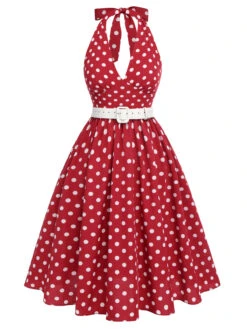 [Pre-Sale] Green 1950s Polka Dot Halter Dress -Retro Pulse Shop SCHL003568 1
