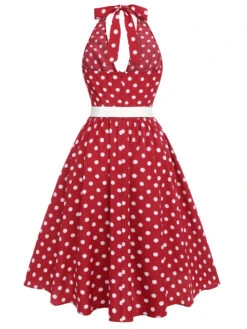 [Pre-Sale] Green 1950s Polka Dot Halter Dress -Retro Pulse Shop SCHL003568 3