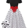 [Pre-Sale] Black 1950s Polka Dots Boat Neck Dress -Retro Pulse Shop SCHL003582 01