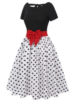[Pre-Sale] Black 1950s Polka Dots Boat Neck Dress -Retro Pulse Shop SCHL003582 2