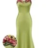 Green 1960s Spaghetti Strap 3D Floral Dress -Retro Pulse Shop SCHL003583 01 compressed