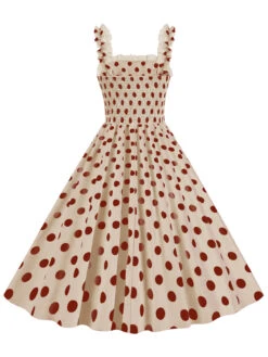 1950s Polka Dot Smocking Strap Dress -Retro Pulse Shop SCHL003598 BE 2