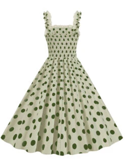 1950s Polka Dot Smocking Strap Dress -Retro Pulse Shop SCHL003598 LG 2
