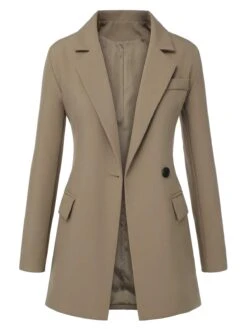 Khaki 1950s Lapel Suit Long Sleeve Coat -Retro Pulse Shop SCHL003607 1 compressed