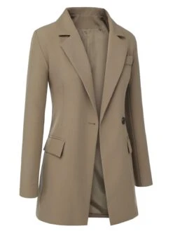 Khaki 1950s Lapel Suit Long Sleeve Coat -Retro Pulse Shop SCHL003607 2 compressed
