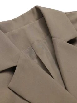 Khaki 1950s Lapel Suit Long Sleeve Coat -Retro Pulse Shop SCHL003607 4 compressed