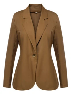 Brown 1960s Solid Lapel Blazer Jacket -Retro Pulse Shop SCHL003610 1