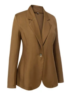 Brown 1960s Solid Lapel Blazer Jacket -Retro Pulse Shop SCHL003610 2