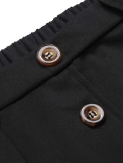 Black 1950s High-Waist Buttons A-Line Skirt -Retro Pulse Shop SCHL003614 4