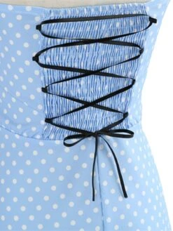 1950s Polka Dot Bow Tie Halter Swing Dress -Retro Pulse Shop SCHL003645 CLB 4