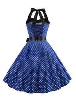 1950s Polka Dot Bow Tie Halter Swing Dress -Retro Pulse Shop SCHL003645 DBL 3