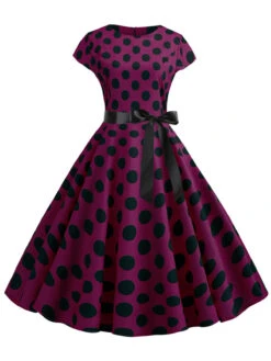 1950s Polka Dot Cap Sleeved Dress -Retro Pulse Shop SCHL003648 FU 1