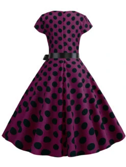 1950s Polka Dot Cap Sleeved Dress -Retro Pulse Shop SCHL003648 FU 2