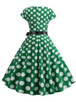 1950s Polka Dot Cap Sleeved Dress -Retro Pulse Shop SCHL003648 G 2