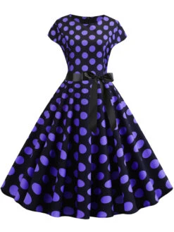 1950s Polka Dot Cap Sleeved Dress -Retro Pulse Shop SCHL003648 PU 1