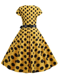 1950s Polka Dot Cap Sleeved Dress -Retro Pulse Shop SCHL003648 Y 2