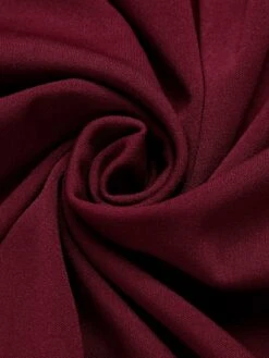 Purplish Red 1940s Solid Long Sleeved Lapel Dress -Retro Pulse Shop SCHL003652 5