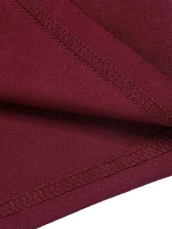 Purplish Red 1940s Solid Long Sleeved Lapel Dress -Retro Pulse Shop SCHL003652 6