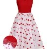 Red 1950s Heart Bow Sleeveless Dress -Retro Pulse Shop SCHL003661 01