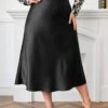 [Plus Size] Black 1950s A-Line Satin Skirt -Retro Pulse Shop SCHL003666 B 3