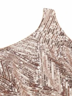 Rose Gold 1920s Geometric Sequined Fishtail Dress -Retro Pulse Shop SCHL003672 4