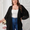 [Plus Size] Black 1960s Solid Dolman Sleeve Loose Cover Up -Retro Pulse Shop SCHL003676 1 6