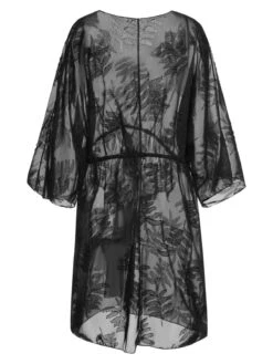 [Plus Size] Black 1950s Leaves Mesh Cover-up -Retro Pulse Shop SCHL003677 3