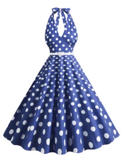 1950s Halter Polka Dot Print Swing Dress -Retro Pulse Shop SCHL003697 BL 1