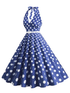 1950s Halter Polka Dot Print Swing Dress -Retro Pulse Shop SCHL003697 BL 2