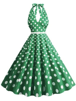 1950s Halter Polka Dot Print Swing Dress -Retro Pulse Shop SCHL003697 G 1