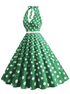 1950s Halter Polka Dot Print Swing Dress -Retro Pulse Shop SCHL003697 G 2