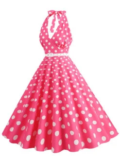 1950s Halter Polka Dot Print Swing Dress -Retro Pulse Shop SCHL003697 P 2