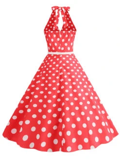 1950s Halter Polka Dot Print Swing Dress -Retro Pulse Shop SCHL003697 R 3