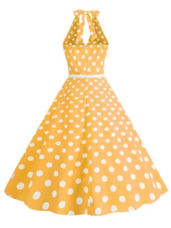 1950s Halter Polka Dot Print Swing Dress -Retro Pulse Shop SCHL003697 Y 3