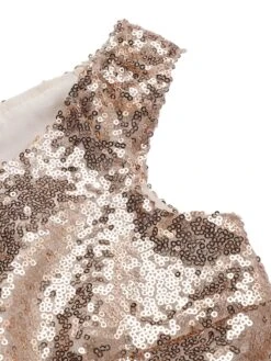 Champagne 1950s Sequined Off-shoulder Dress 13 Champagne 1950s Sequined Off-shoulder Dress -Retro Pulse Shop SCHL003706 4