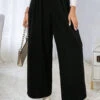 [Plus Size] Black 1940s Solid Pleated Waist Straight Pants -Retro Pulse Shop SCHL003719 B 2
