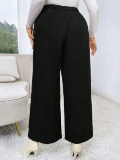 [Plus Size] Black 1940s Solid Pleated Waist Straight Pants -Retro Pulse Shop SCHL003719 B 4