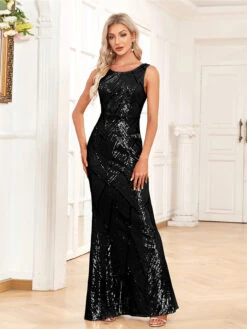 1920s Solid Round Neck Sequined Mermaid Dress -Retro Pulse Shop SCHL003722 B 1 4 f1577489 7fbe 4fd3 b18a 024672338cba