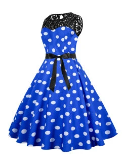1950s Polka Dot Lace Patchwork Dress -Retro Pulse Shop SCHL003741 BL 2