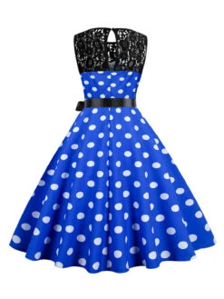 1950s Polka Dot Lace Patchwork Dress -Retro Pulse Shop SCHL003741 BL 3